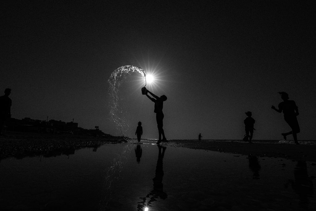 Children of Gaza’s Shore (B&W) • ولاد شط غزة (أبيض وأسود)