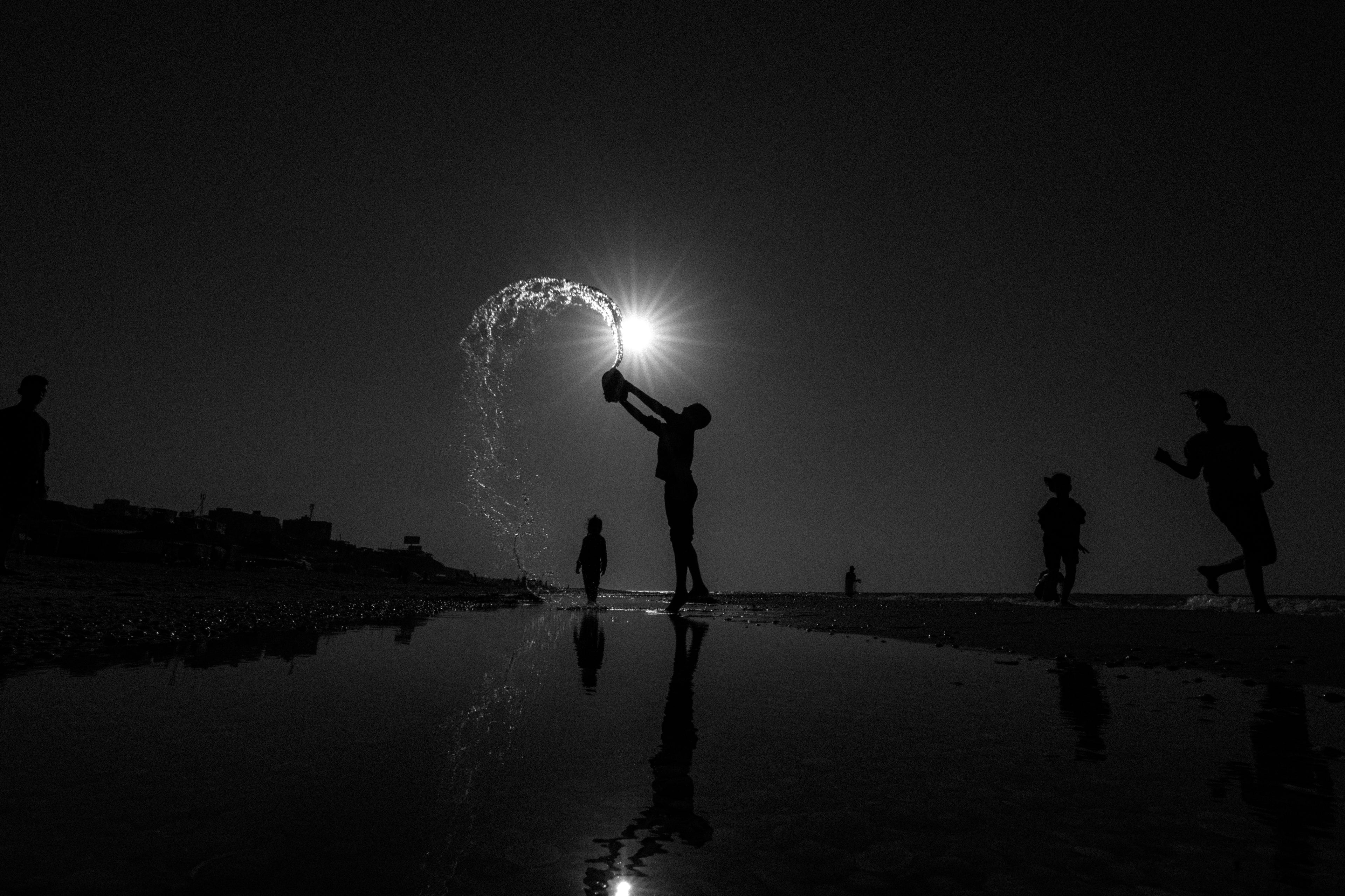 Children of Gaza’s Shore (B&W) • ولاد شط غزة (أبيض وأسود)